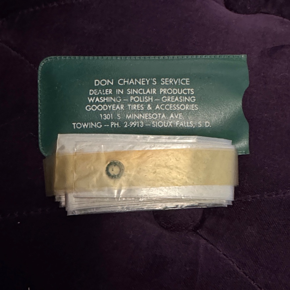 Vintage Don Chaney's Service Green Vinyl Rain Bonnet Holder